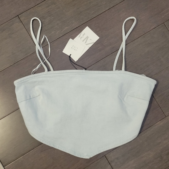 Zara Tops - Zara Denim Triangle Bandana Cropped Tank Top Size L